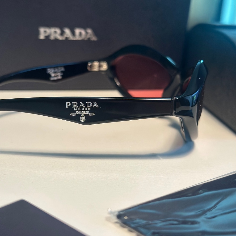 Prada Black Frame Sunglasses with Pink Lenses - Picture 3 of 6